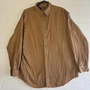 Roundtree & Yorke Men’s XL Long Sleeve Button Up Brown Ribbed Knit Pattern